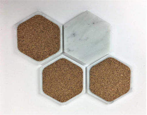 Dos en liège auto-adhésif | Hexagone | Pour sous-verres en carreaux hexagonaux de 4 pouces